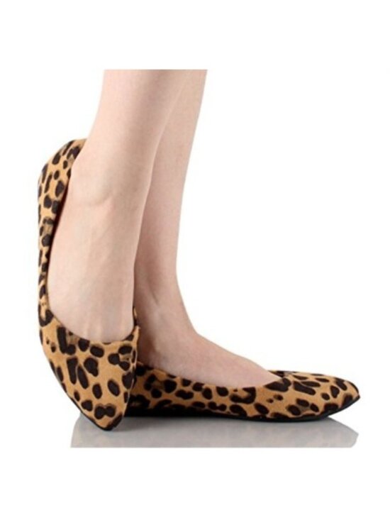 Bella Marie Shoes - Bella Marie Angie-53 Women's Classic Pointy Toe Ballet Flats Leopard Suede 8.5